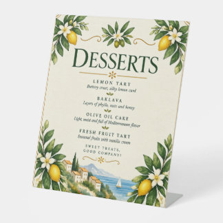 Mediterraan citroen huwelijks dessert bord | Itali Reclamebord Met Voetstuk