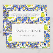 Mediterraan citroen save the date trouwkaart (Voorkant / Achterkant)