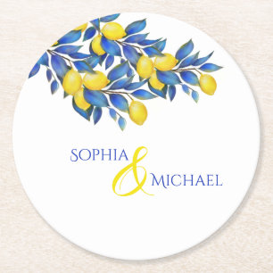 Mediterraan-citroenen-bruiloft papier Onderzetter