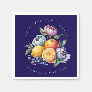 Mediterraan citrus boeket bruiloft servet