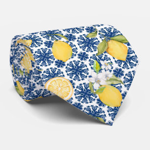 Mediterraan Citrus Citroen Patroon Stropdas