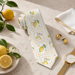 Mediterraan citrus citroen patroon stropdas