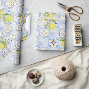 Mediterraan citrus citroenpatroon cadeaupapier