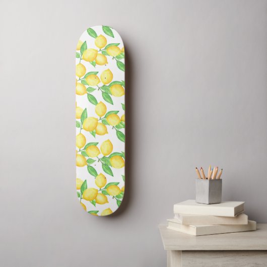 Mediterraan citrus citroenpatroon skateboard (Muurkunst)