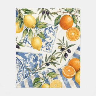 Mediterraan citrus keukendoek fleece deken