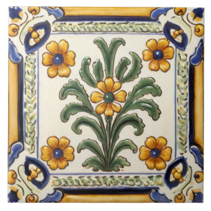 Mediterraan Geel Land Bloemen Tegeltje