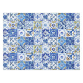 Mediterraan Italiaans blauw, wit & geel patroon Tafelkleed (Voorkant (Horizontaal))