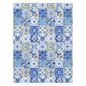 Mediterraan Italiaans blauw, wit & geel patroon Tafelkleed (Voorkant)
