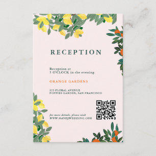 Mediterraan Italiaans Griekenland Lemon Pink Weddi Informatiekaartje