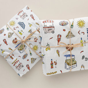 Mediterraan Italiaans Zomer Doodle Tissuepapier