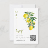 Mediterraan Italië Citroen Levendig Huwelijk QR Co RSVP Kaartje (Voorkant)