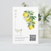 Mediterraan Italië Citroen Levendig Huwelijk QR Co RSVP Kaartje (Staand voorkant)