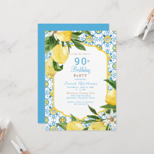 Mediterraan kleurrijk 90ste verjaardagsfeest kaart