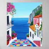 Mediterraan Kust Terras Wall Art Poster (Voorkant)