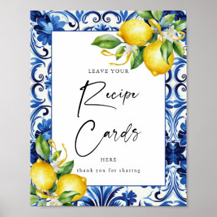Mediterraan LemonaBruidsdoucherecept Kaart teken Poster