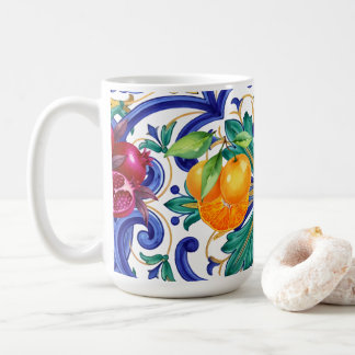 Mediterraan mozaïek citroenfruit koffiemok