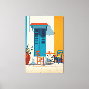 Mediterraan ochtendterras Bliss Canvas Afdruk