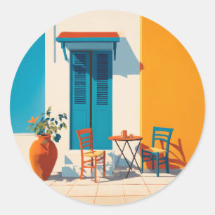 Mediterraan ochtendterras Bliss Ronde Sticker