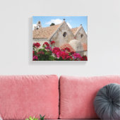 Mediterraan omcirkelvormig canvas afdruk (Insitu (Woonkamer))