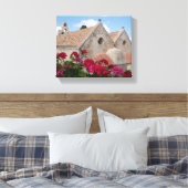 Mediterraan omcirkelvormig canvas afdruk (Insitu (Slaapkamer))