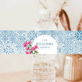 mediterraan patroon van tegel waterfles etiket