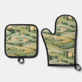 mediterraan platteland ovenwant & pannenlap set