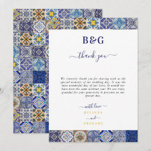 Mediterraan Portugees Tegels Patroon Bruiloft Bedankkaart