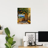 Mediterraan Sinaasappel Landschap Art Print (Thuiskantoor)