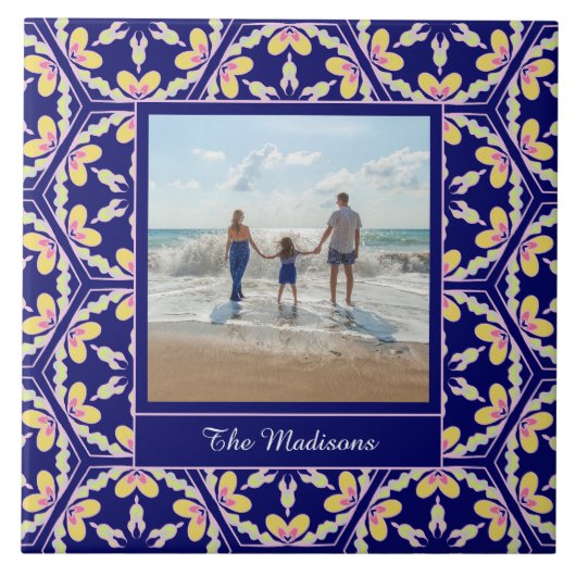 mediterraan Spaans Patroon | Aangepaste foto Tegeltje (Voorkant)