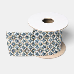 Mediterraan Spaans tegelpatroon goud blauw Lint