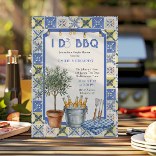 Mediterraan Tegel I Do BBQ Koppels Bruidsfeest Kaart