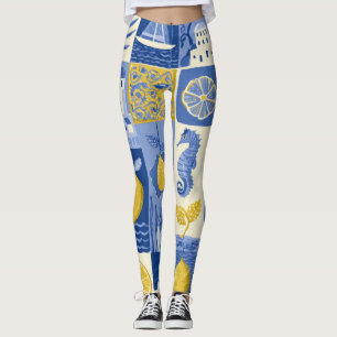 Mediterraan Tegelpatroon Citroen Kust Leggings