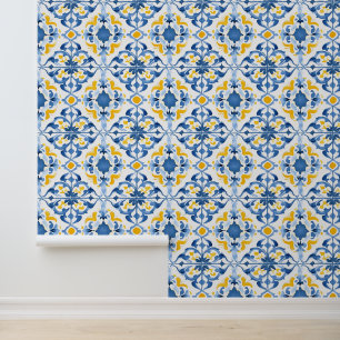 Mediterraan tegelpatroon marmeren ontwerp kamer behang