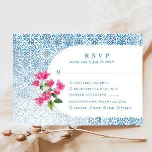 Mediterraan tegelpatroon RSVP-reactiekaart RSVP Kaartje