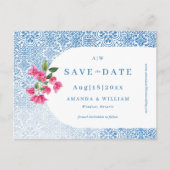 Mediterraan tegelpatroon Save the Date-ansichtkaar Briefkaart (Voorkant)