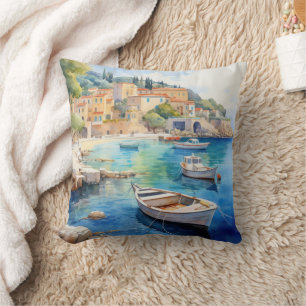 Mediterraan Zeegezichten Olieverf Ontwerp Kussen
