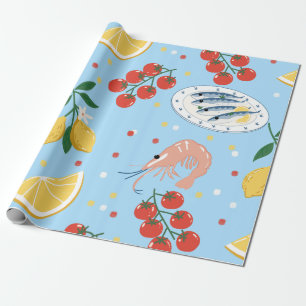 Mediterraan Zeevoedsel Marktpatroon (5) Cadeaupapier