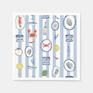 Mediterraan Zeevoedsel Sardine Blauwe Streep Patro Servet