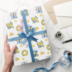 Mediterraan zomer citroenpatroon cadeaupapier