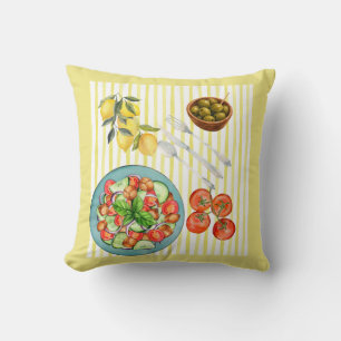 Mediterraan zomer watercolorpatroon kussen