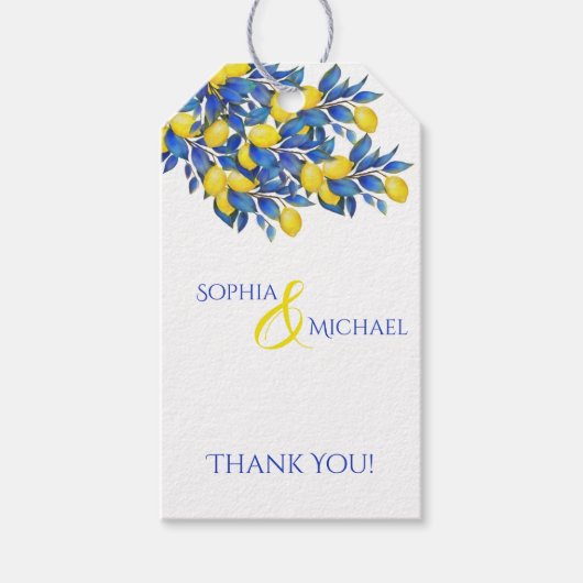 Mediterraans-citroenen-Italiaanse bruiloft Dank u- Cadeaulabel (Voorkant)