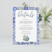 Mediterraanse citroen bruiloft details informatiekaartje (Staand voorkant)