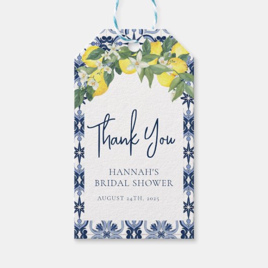 Mediterraanse citroen Main Squeeze Bridal Favor Ta Cadeaulabel (Voorkant)