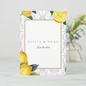 Mediterraanse citroen Save The Date Bruiloft Kaart (Staand voorkant)