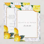Mediterraanse citroen Save The Date Bruiloft Kaart (Voorkant / Achterkant)