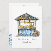 Mediterraanse citroen Save The Date Bruiloft Kaart (Voorkant / Achterkant)