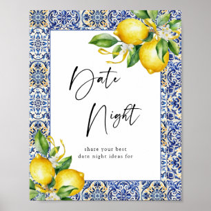 Mediterraanse citroenen bruids douche datum nacht  poster