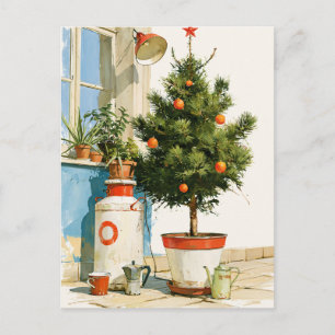 Mediterraanse Kerstboom op het Dak Briefkaart
