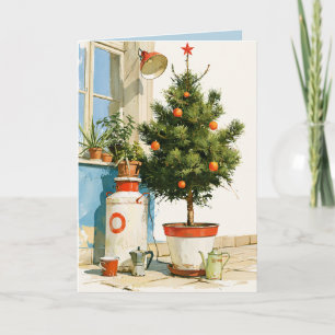 Mediterraanse kerstboom op het dak kaart