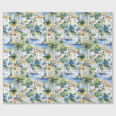 Mediterraanse kust zee bruiloft cadeaupapier (Vlak)